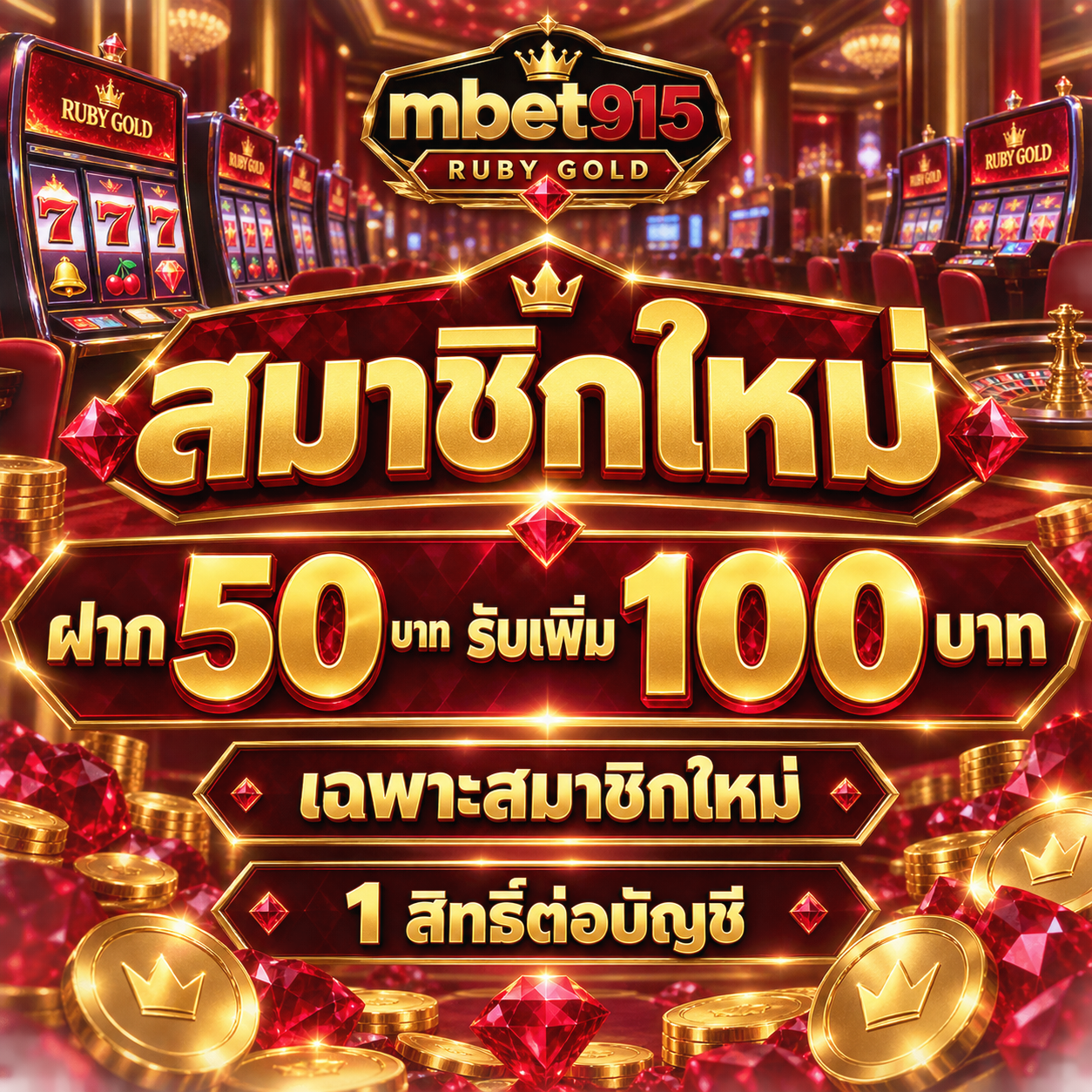 โปรโมชั่นสมาชิกใหม่ฝาก 50 บาท รับเพิ่ม 100 บาท